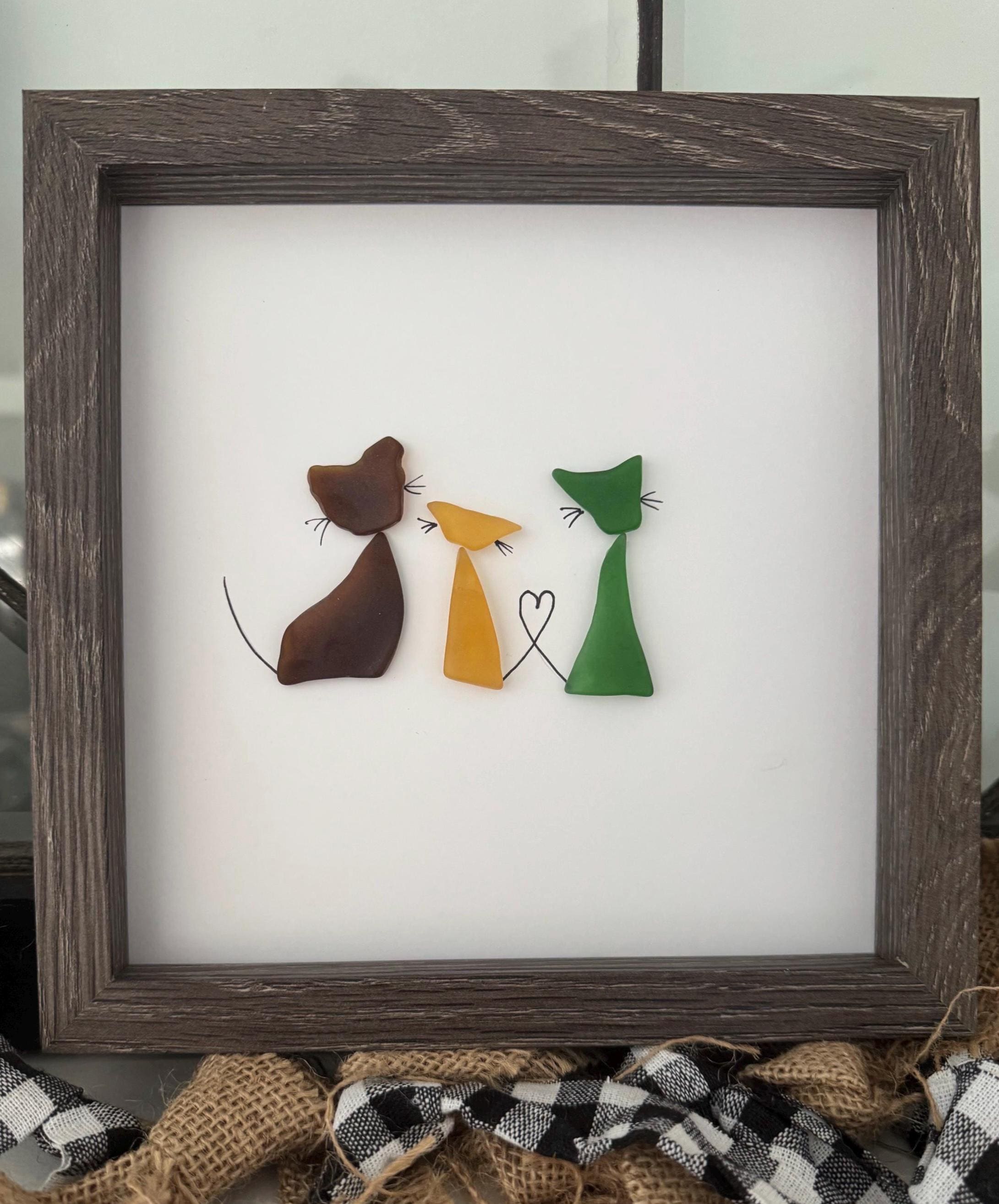 Beach Glass Cat Art Shadowbox (8x8x1) - Etsy
