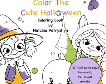Malbuch Niedliche Halloween Malseiten PDF Printable (Digitaler Download)