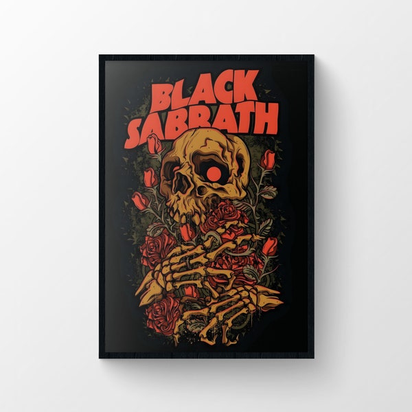 Cartel de Black Sabbath, arte de pared de música metal, regalo de heavy metal, decoración oscura, UHD