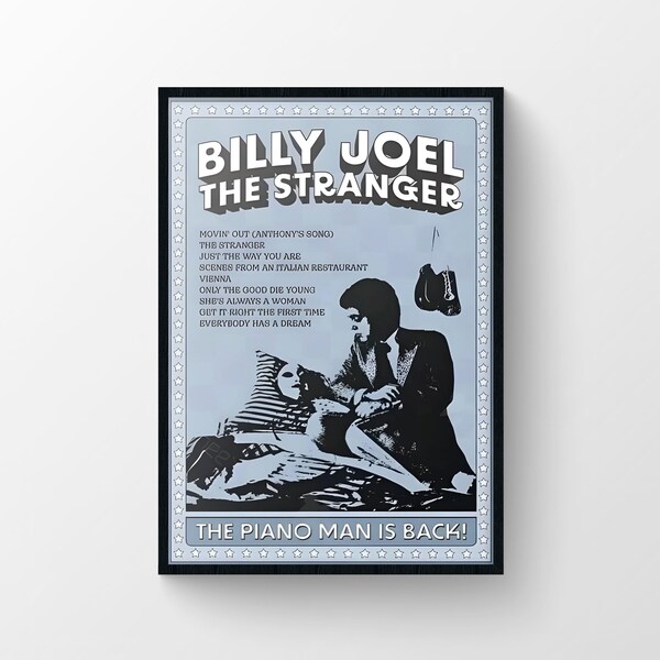 Billy Joel Poster, Piano Man Art Print, Musician Gift, Classic Rock Decor, UHD