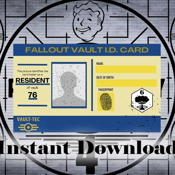 Customizable Vault-Tec ID Card Badge From Fallout Editable Accessories Fallout Cosplay Badge Id Card Vault 33 Fallout Inspired Trending