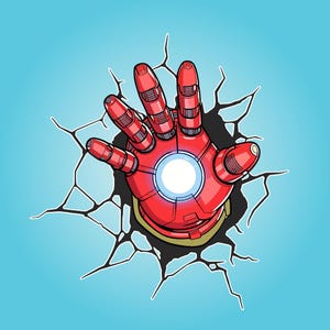 Avengers Superheroes breaking out crack- Wall Decals/Wall Stickers/Home decoration/DYI project/peel and stick/Nursery/kids room/office/car Iron Man's Glove