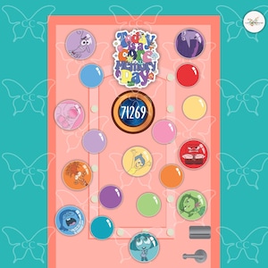May include: A pink door decorated with character-themed circular stickers and a central sticker reading "Today is a Core Memory Day." The door also has a circular address plaque with the number 71269.