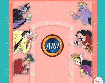 Villanos bebiendo vino: imanes para puerta de suite de crucero inspirados en películas de Disney/regalo de recuerdo para refrigerador de automóvil