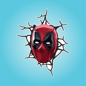 Avengers Superheroes breaking out crack- Wall Decals/Wall Stickers/Home decoration/DYI project/peel and stick/Nursery/kids room/office/car Deadpool