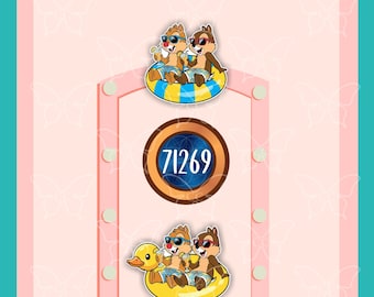 Chip and Dale on floaters -Disney Movie Inspired Cruise Suite Door Magnets/Refrigerator car memento souvenir gift