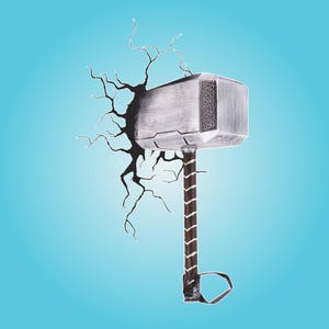 Avengers Superheroes breaking out crack- Wall Decals/Wall Stickers/Home decoration/DYI project/peel and stick/Nursery/kids room/office/car Thor HAMMER