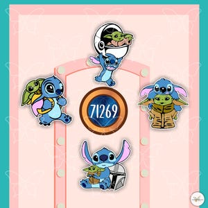 Mandelorian Stitch with Grogu -Disney Movie Inspired Magnets Cruise Suite Door Magnets/superhero Refrigerator car memento souvenir gift