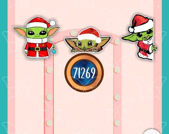 Christmas Grogu Baby Yoda-Star Wars Mandalorian -Disney Movie Inspired Magnets for Cruise Suite Door/ memento souvenir gift