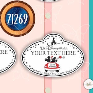 パーソナライズされた婚約赤い車 - クルーズ船用のディズニー風マグネット/ギフトアイデア/ディズニーそっくりの乗組員の作業タグ