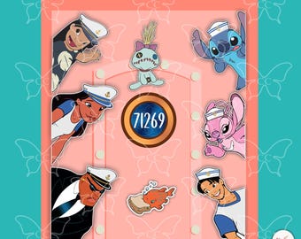 Imanes para la puerta de la suite de crucero/refrigerador inspirados en la película de Disney Lilo, Stitch, Angel y sus amigos, recuerdo para coche o como regalo.