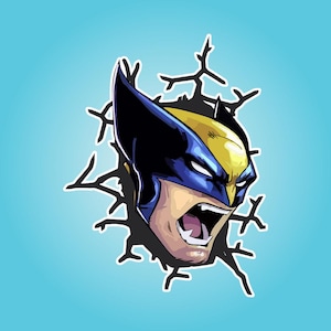Avengers Superheroes breaking out crack- Wall Decals/Wall Stickers/Home decoration/DYI project/peel and stick/Nursery/kids room/office/car Wolverine
