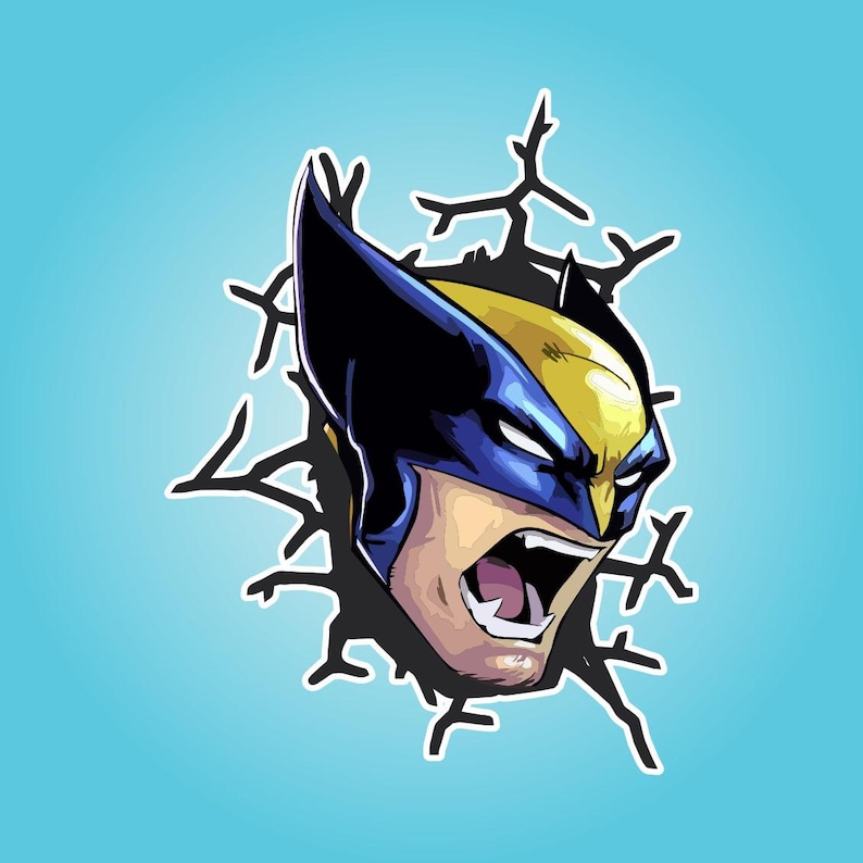 Avengers Superheroes breaking out crack- Wall Decals/Wall Stickers/Home decoration/DYI project/peel and stick/Nursery/kids room/office/car Wolverine