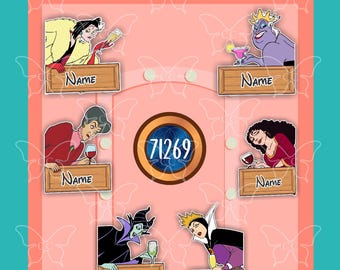 Imanes para puerta de crucero/recuerdo para refrigerador/coche/souvenir inspirados en películas de Disney de Villanos bebiendo PERSONALIZADOS