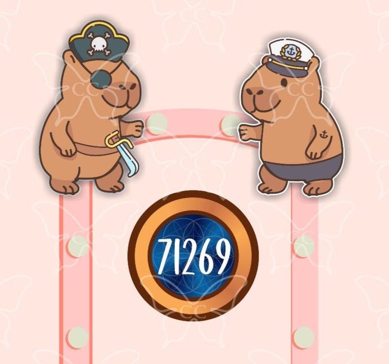 Captain Capybara Rat - Pet Inspired Magnets Cruise Suite Door Magnets ...