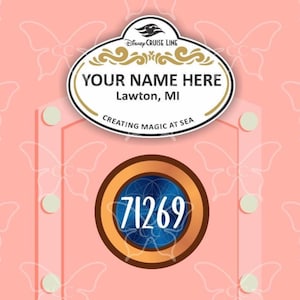 パーソナライズされたキャストメンバークルーズネームタグ - クルーズ船用のディズニー風マグネット/ギフトアイデア/ディズニーそっくりのクルーメンバーワークタグ
