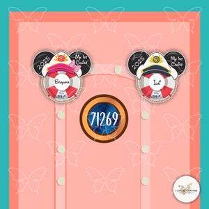 Imanes personalizados inspirados en las películas de Disney de Capitán Mickey y Minnie para la puerta de la suite del crucero, el refrigerador, el automóvil, el recuerdo o el regalo.