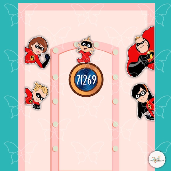 Los increíbles superhéroes - Imanes inspirados en películas de Disney Imanes para puerta de suite de crucero / Imán para puerta / Recuerdo para refrigerador de automóvil