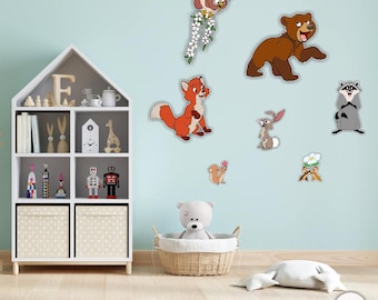 Wild Animals Wall Decal movie inspired cartoon/Wall Stickers/Home decoration/DYI project/peel and stick/Nursery/kids room
