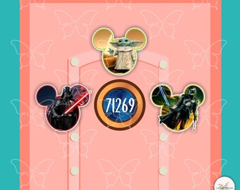 PERSONALIZED Star Wars-Character inside ears-Disney Movie Inspired Magnets for Cruise Suite Door/Refrigerator car memento souvenir gift