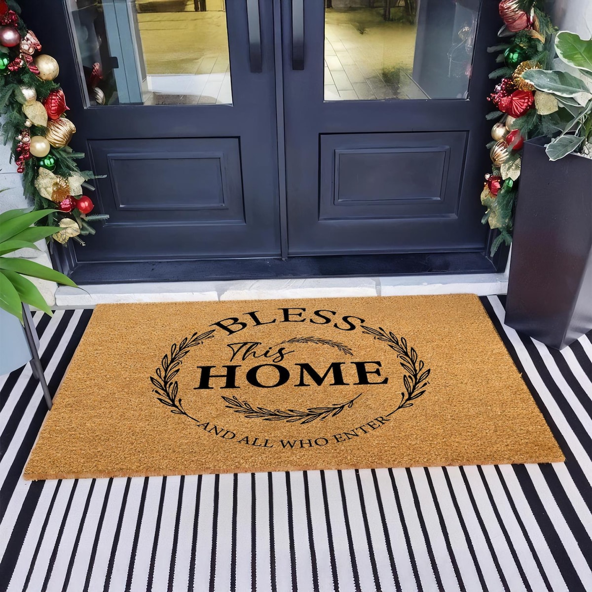 Bless This Home & All Who Enter Doormat, Bible Christian Outdoor Welcome Mat, Flocked Coir Door Mat, Housewarming, Realtor Client Gift, Rug - Etsy