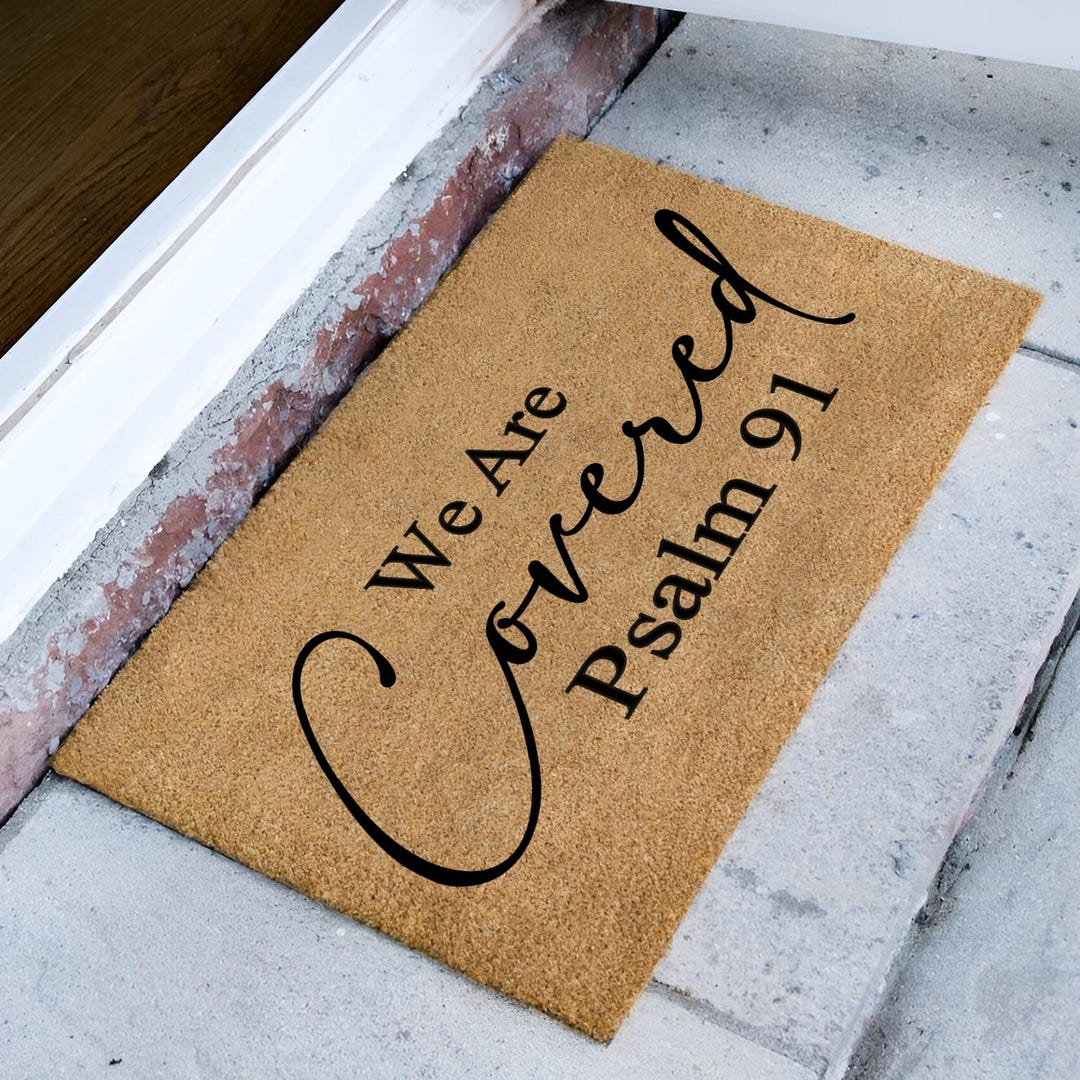 Welcome Protection We Are Covered Welcome Mat, Religious Doormat, Home Protection Welcome ...