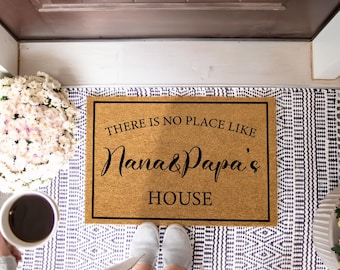 There&#39;s No Place Like Nana and Papa&#39;s House | Welcome Mat | Door Mat | Home Doormat | Housewarming Gift | Grandma and Grandpa