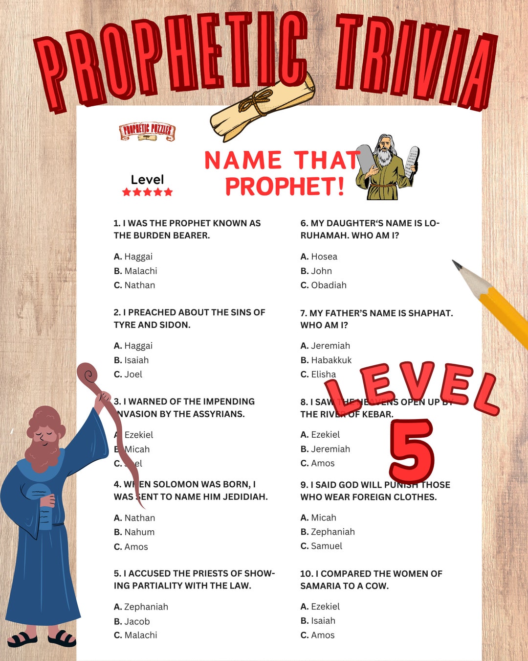Name That Prophet Bible Trivia Game Prophecy Game Bible Games for Adults Kids Teens Christian ...