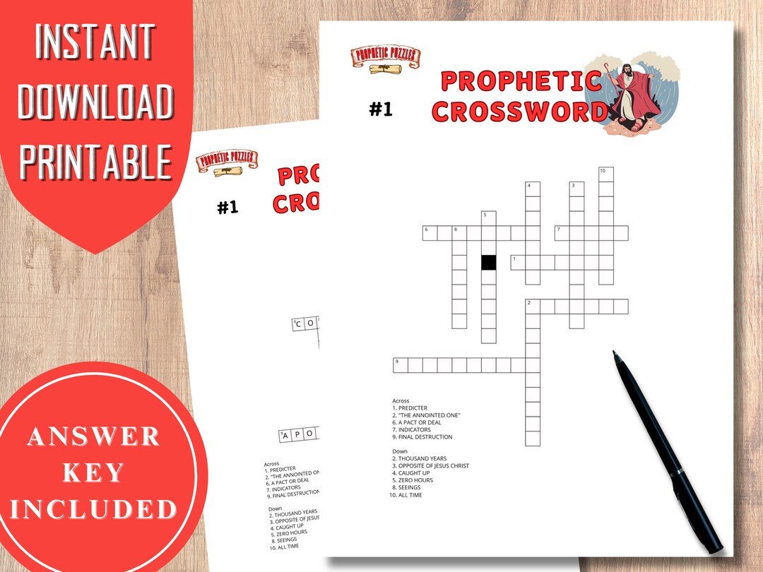 Prophetic Bible Crossword Puzzle 1 Prophecy Game Bible Games for Adults