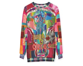 Bread and Circus Sweatshirt | Elephant Graphic, Maximalist Wearable Art Pullover
