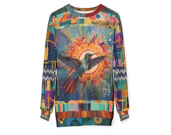 Hummingbird Wearable Art Pullover | Colorful Nature Art Fashion