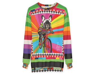Rainbow French Bulldog Wearable Art Pullover | Colorful Frenchie Fashion