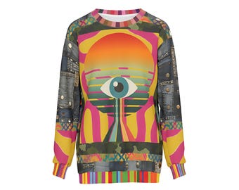 Surreal Pop Art All-Seeing Eye Sweatshirt | Psychedelic Maximalist Wearable Art Pullover