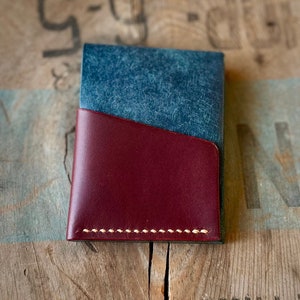 Ferree Cartera de cuero cosida a mano Portatarjetas EDC hecho a mano Vegetal curtido Pueblo Buttero Poliéster Hilo Puntada Regalo Moda masculina