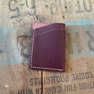 Smitley cartera de cuero cosida a mano hecha a mano EDC tarjetero vegetal curtido pueblo poliéster hilo puntada regalo moda masculina hecha a pedido