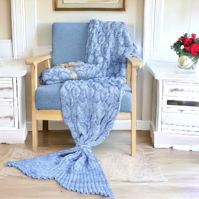 Soft Knit Mermaid Tail Blanket Cute Cover Snuggle Sack Knitted Blanket