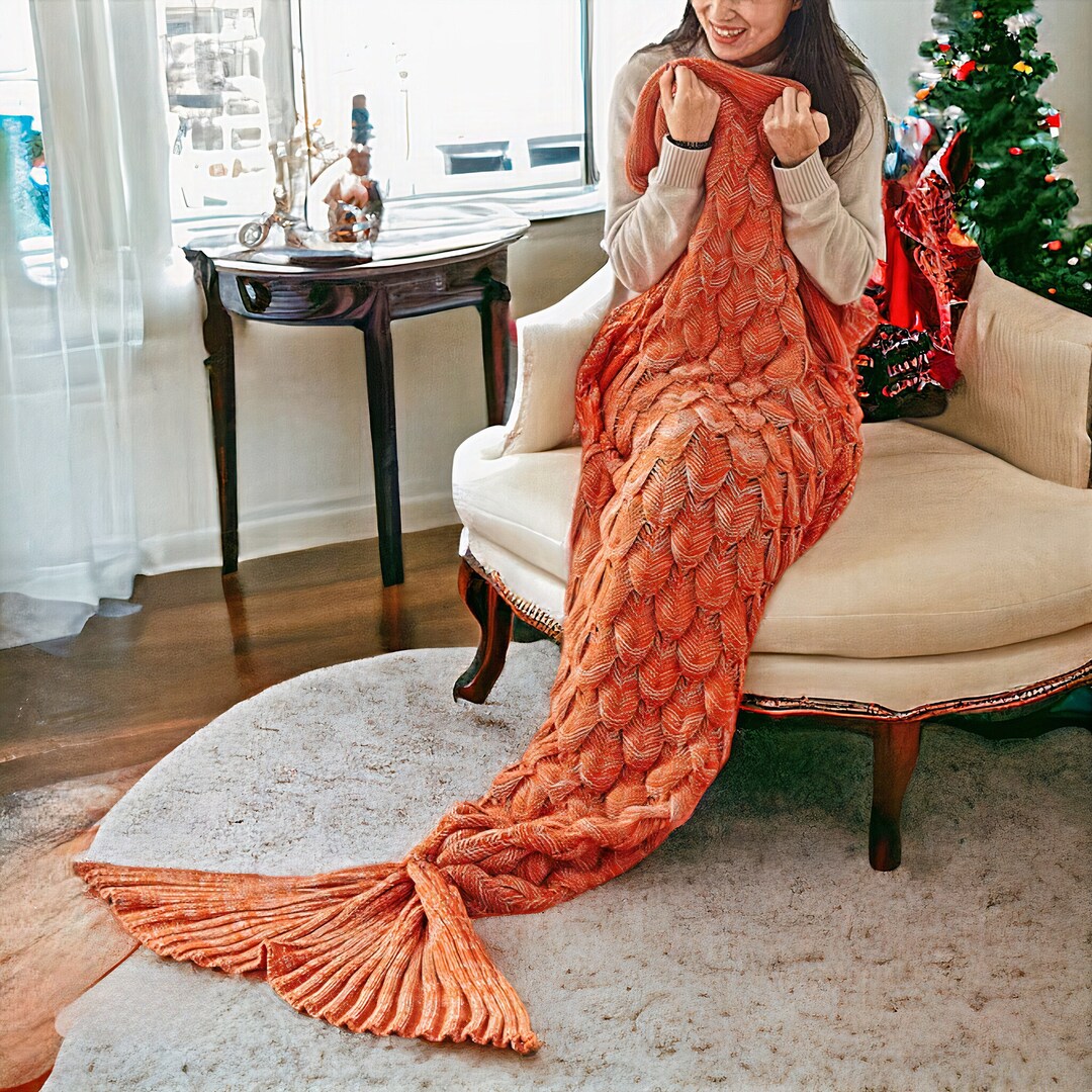 Soft Knit Mermaid Tail Blanket Cute Cover Snuggle Sack Knitted Blanket