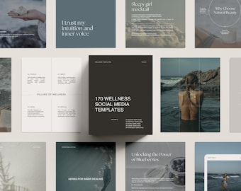 180+ Coastal Canva Templates | Wellness Social Media Bundle