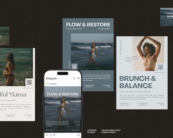 Holistic Event Canva Templates | Ocean Wellness Flyer, Yoga Retreat Poster