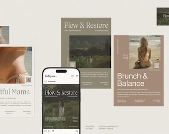 Wellness Event Canva Templates | Holistic Flyer, Yoga Retreat Poster (Digital Download)