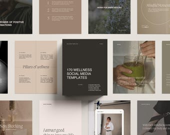 180+ Earthy Canva Templates | Wellness Social Media Bundle