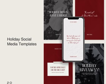 Holiday Social Media Templates | Wellness Beauty Brand Canva Pack (20 Templates)