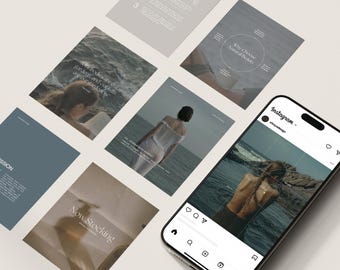 180+ Coastal Canva Templates | Wellness Social Media Bundle