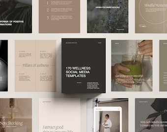 170 Wellness Canva Templates | Earthy Social Media Templates | Holistic Brand | Instagram Story Post Pinterest