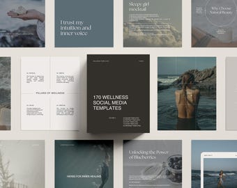 170 Holistic Canva Templates | Ocean Social Media Templates | Wellness Brand | Instagram Story Post Pinterest