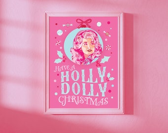 Stampa artistica di Dolly Parton / Stampa artistica digitale natalizia festiva / Decorazione natalizia country / Arte murale retrò di Dolly Parton / Download immediato