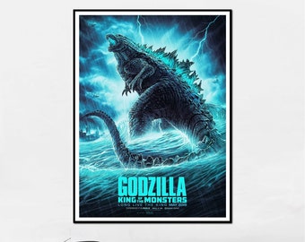 The Godzilla Movie Poster Print| Print Art Canvas Movie Poster Picture Artwork Vintage Class Retro Portrait Gift for Home Decor Light Modern