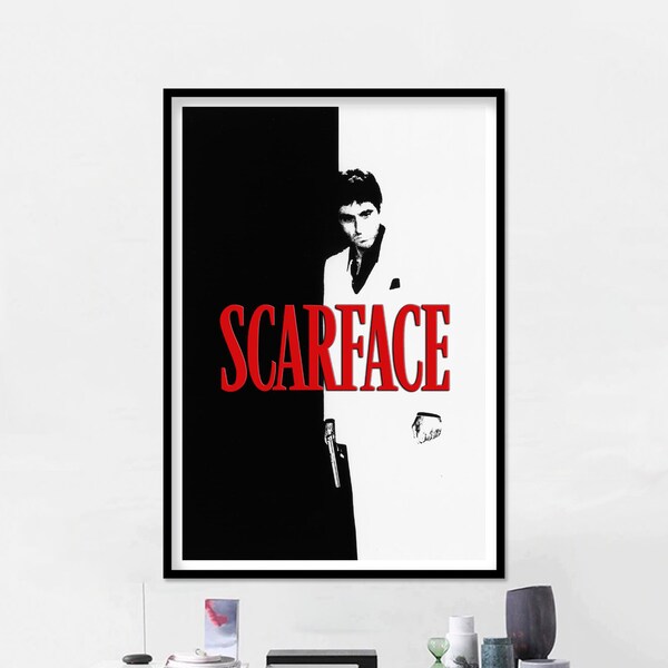 Scarface Poster Print | Print Art Canvas Picture Artwork Class Gift For Home Decor Light Retro Portrait Vintage