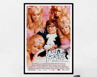 Austin Powers Posterdruck Poster | Kunstdruck auf Leinwand, Kunstwerk, Klasse, Geschenk für Heimdekoration, leichtes Retro-Portrait, Vintage