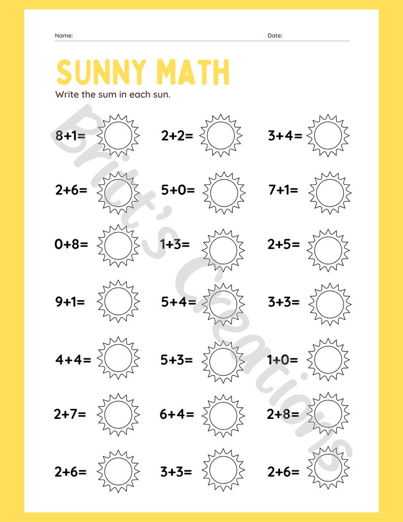 Math Worksheets 4 Addition Printables up to 10 - Etsy Australia